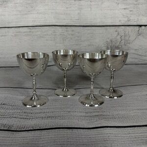 Vintage Silver Plated Stemmed Goblet Set  of 4 Glasses E.P.N.S A1 India